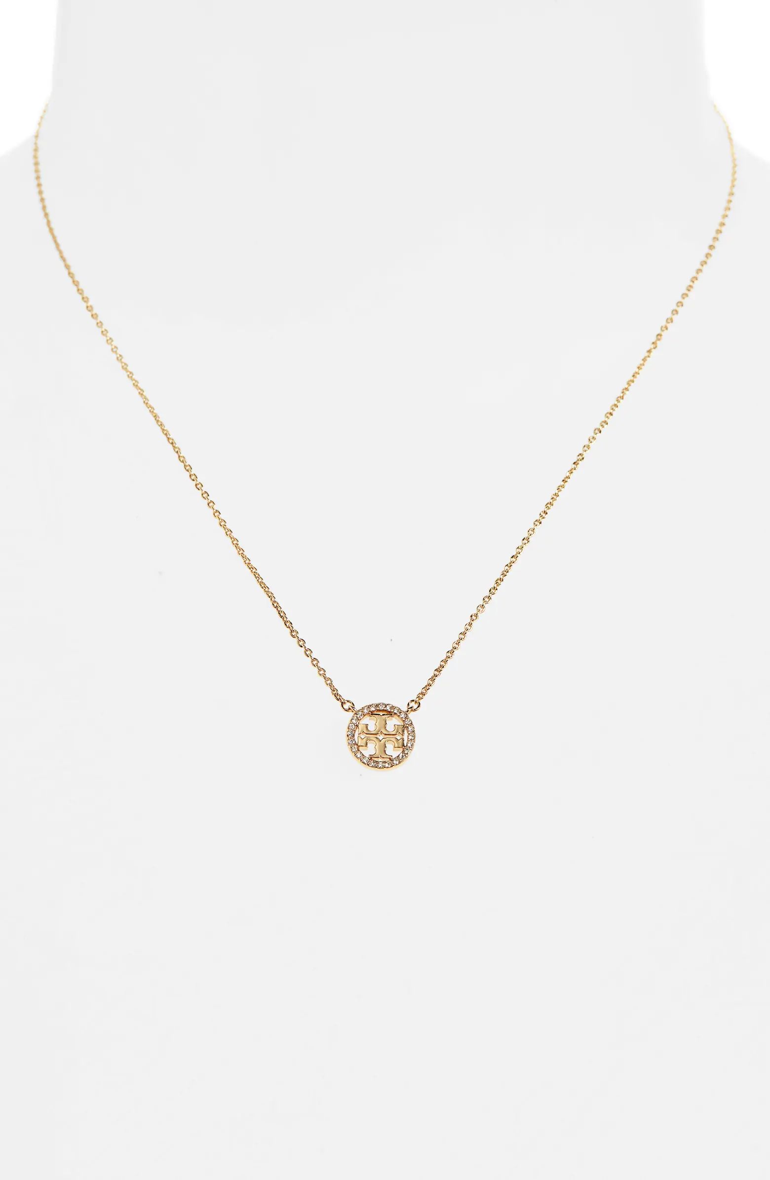 Tory Burch Pavé Logo Pendant Necklace | Nordstrom | Nordstrom