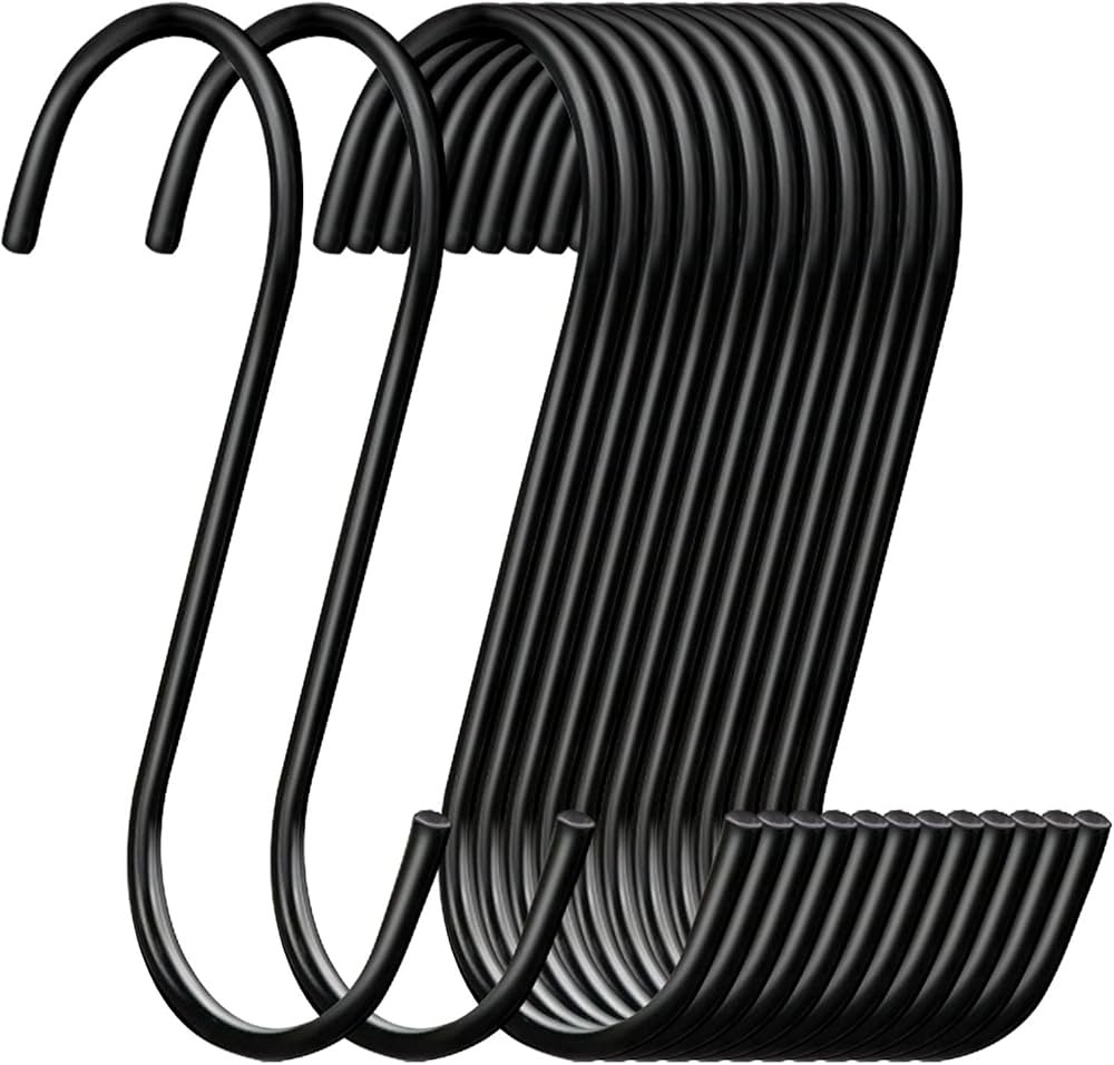 30 Pack ESFUN Heavy Duty S Hooks Black Steel S Shaped Hooks for Hanging Pans Pots Plants Bags Tow... | Amazon (US)
