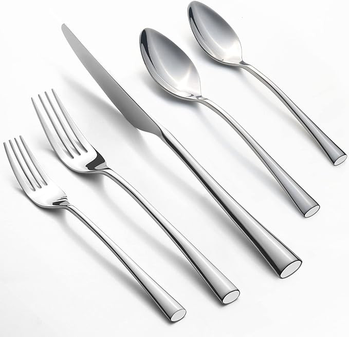 Alata Bailey 20-Piece Forged Silverware Set Stainless Steel Flatware Set,Service for 4,Mirror Pol... | Amazon (US)