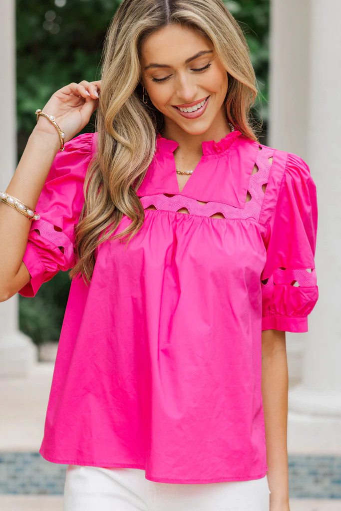 Stars In Our Eyes Fuchsia Pink Blouse | The Mint Julep Boutique