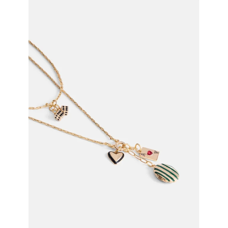 Free Assembly Women's Layered Locket Charm Necklace | Walmart (US)