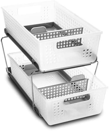 madesmart 2-Tier Organizer, Multi-Purpose Slide-Out Storage Baskets with Handles and Dividers, Fr... | Amazon (US)