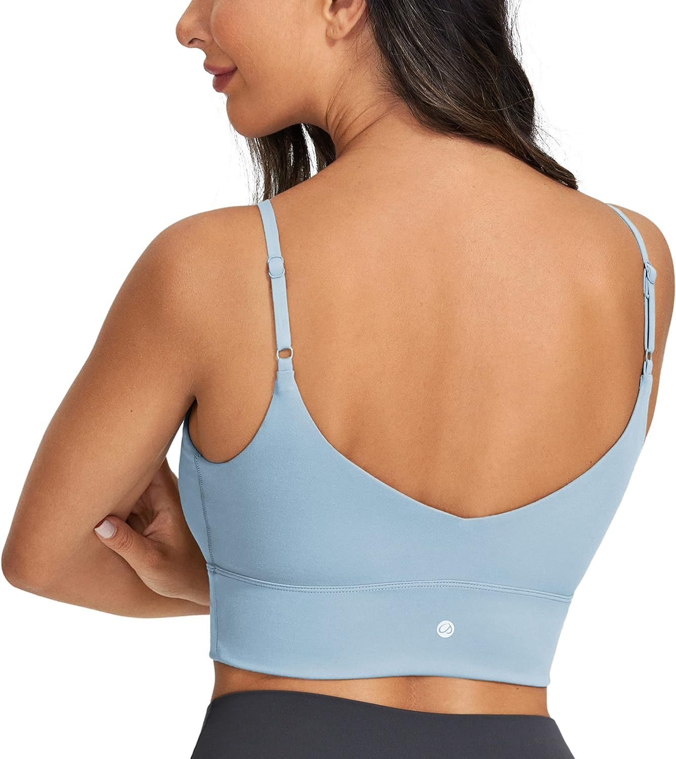 CRZ YOGA Adjustable Longline Sports Bra for Women - V Back Wireless Workout Padded Yoga Bra Cropped  | Amazon (US)