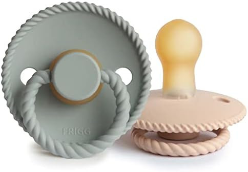 FRIGG Rope Natural Rubber Baby Pacifier | Made in Denmark | BPA-Free (Sage/Croissant, 0-6 Months) | Amazon (US)