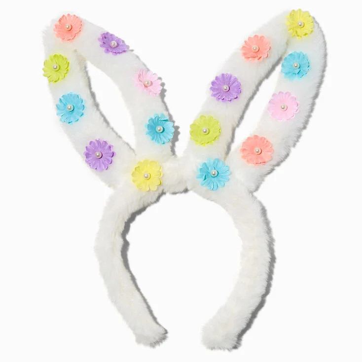 Floral Plush Bunny Ears Headband | Claire's (UK)
