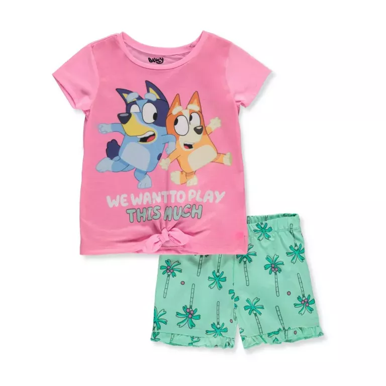Official Girls Bluey Pyjamas Pajamas Nightwear Pjs Kids Children's Age 2 3  4 5 