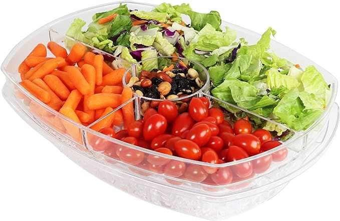 7Penn Acrylic Appetizer Serving Tray - 4 Compartment Transparent Chilled Serving Platter with Fli... | Amazon (US)