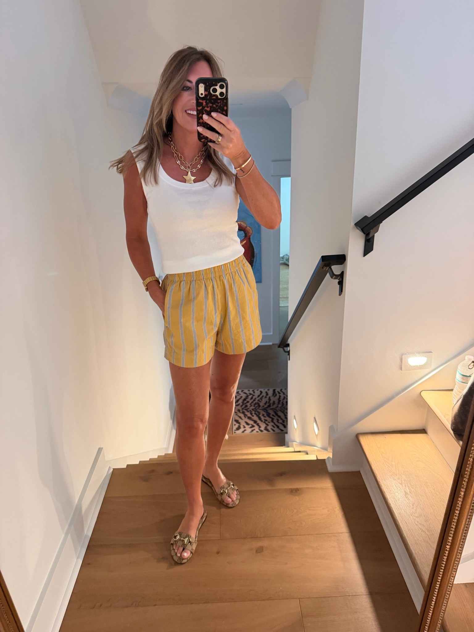 Wearing size small in top and bottom! 

Casual Outfit | White Tank Top | Stripe Shorts | Summer Outfit

#LTKootd #LTKOver40 #LTKSaleAlert
