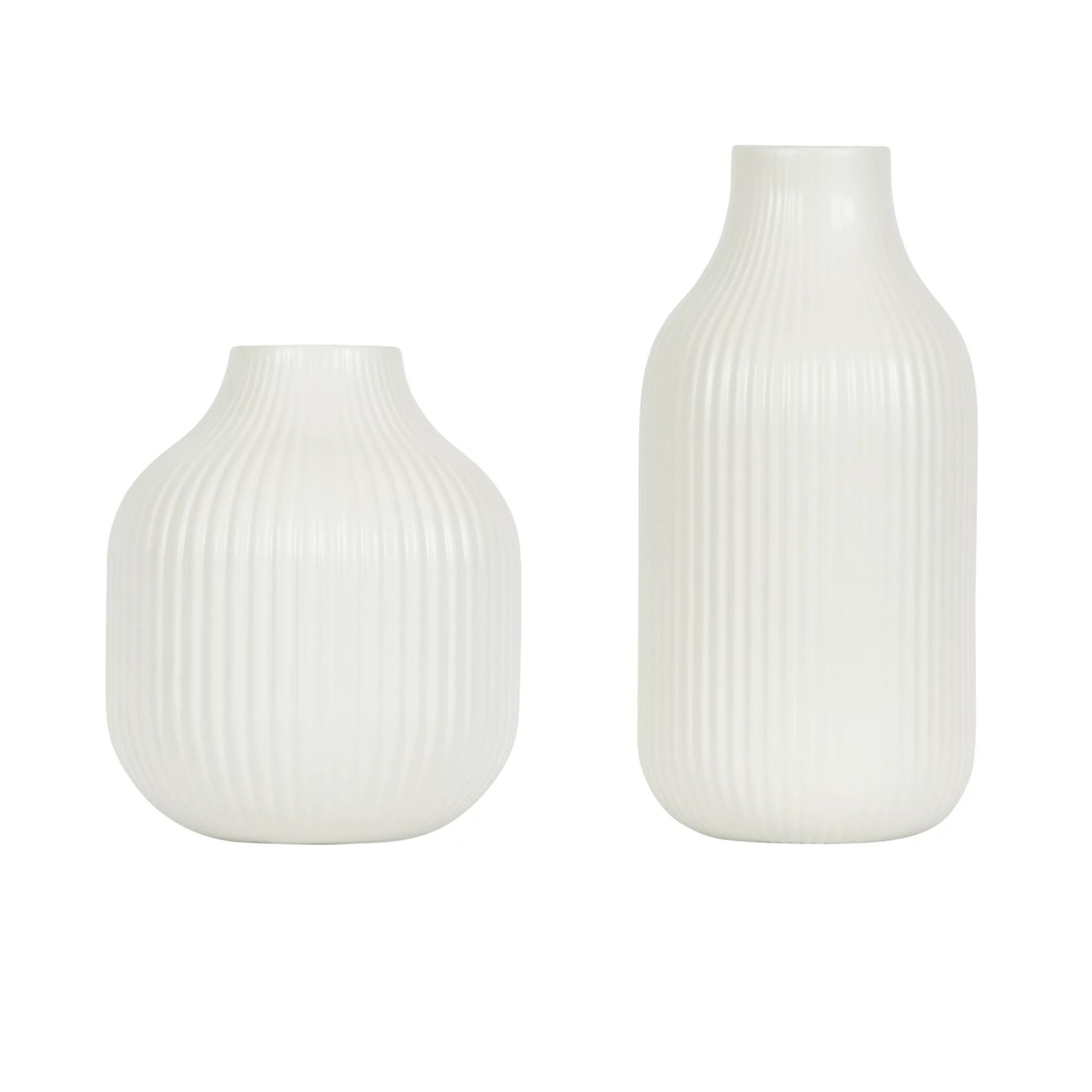 Better Homes & Gardens 8.5" Ribbed Cream Ceramic Vase | Walmart (US)