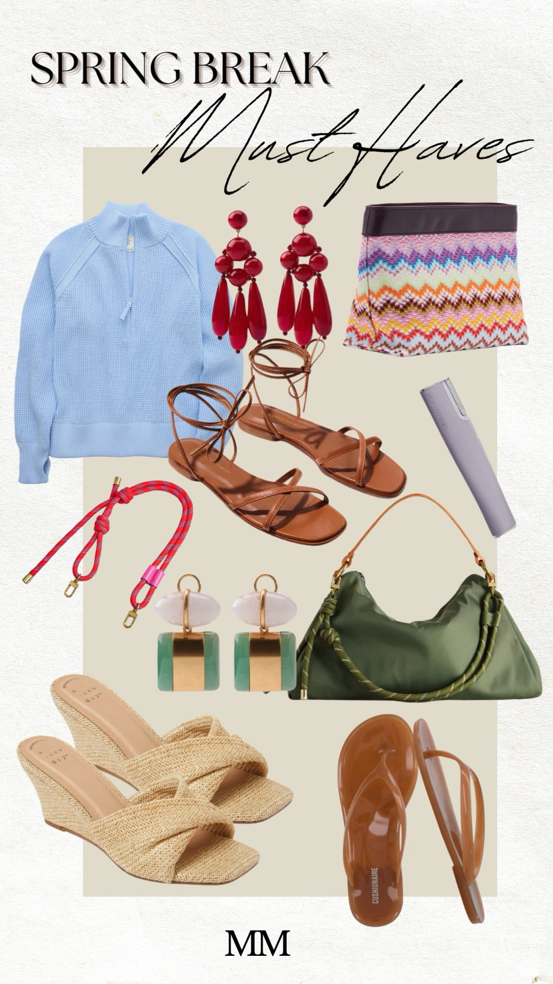 Spring break must haves you’ll wear on repeat. Lightweight knit, colorful statement earrings, strappy sandals, woven wedges, and an easy shoulder bag for every vacation outfit. Effortless pieces you can mix and match from beach days to dinner nights. [spring break outfits, vacation style, resort wear, summer outfits, beach outfits, casual chic, colorful accessories, sandals, woven heels, shoulder bag]

#LTKOver40