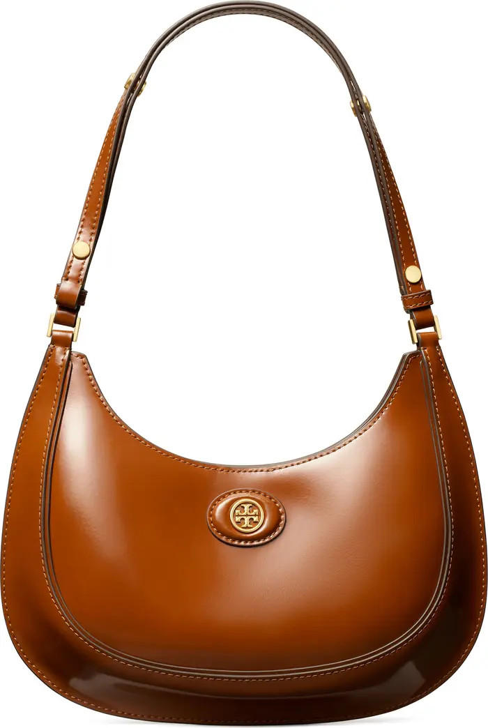 Tory Burch Robinson Spazzolato Crescent Leather Shoulder Bag | Nordstrom | Nordstrom