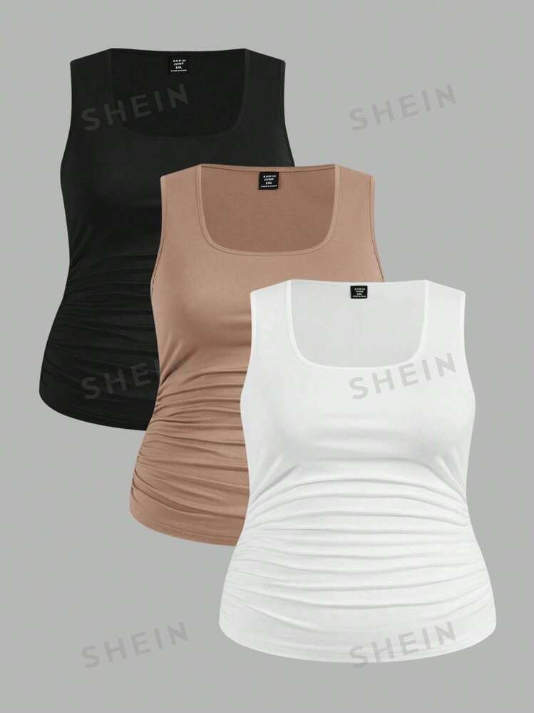 SHEIN LUNE Plus Size Women Casual Graphic Print Summer Tank Top Vest | SHEIN