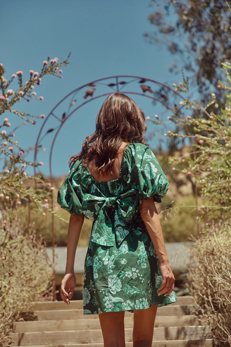 Pascal Floral Marion Puff Sleeve Babydoll Mini Dress | Sugarlips