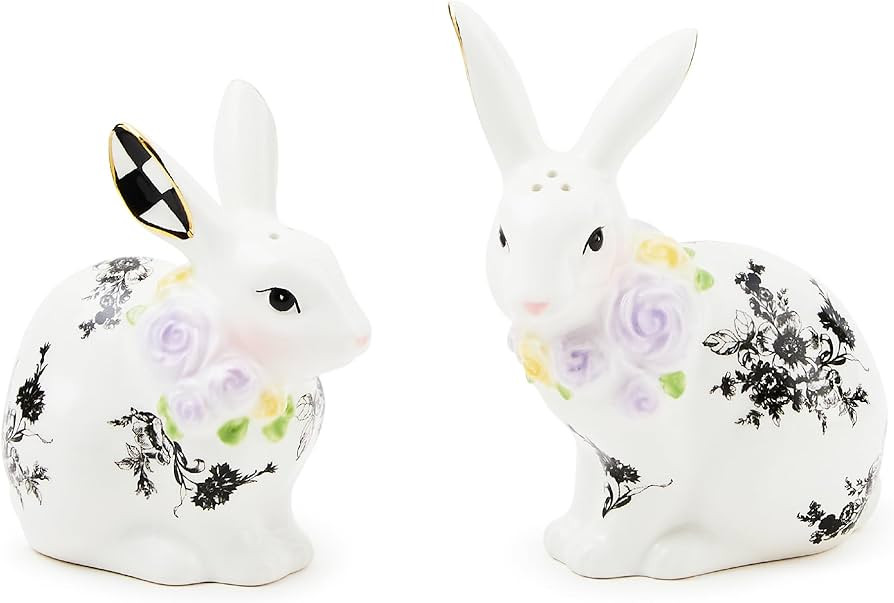 MACKENZIE-CHILDS Bunny Salt and Pepper Shaker Set, Ceramic Salt and Pepper Holders, Butterfly Toi... | Amazon (US)