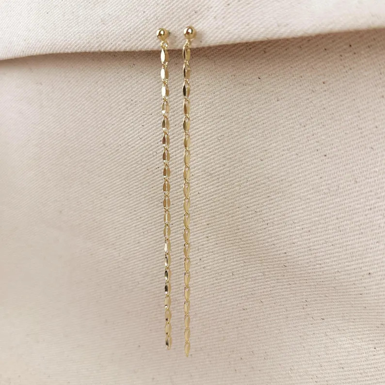 18k Gold Chain Drop Earrings - Elegant Detailed Design - Handcrafted | Etsy (US)