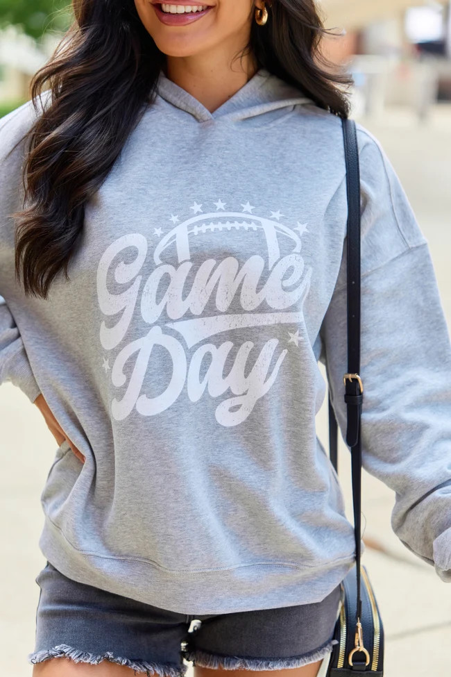 Game Day Script Light Grey Graphic Hoodie | Pink Lily