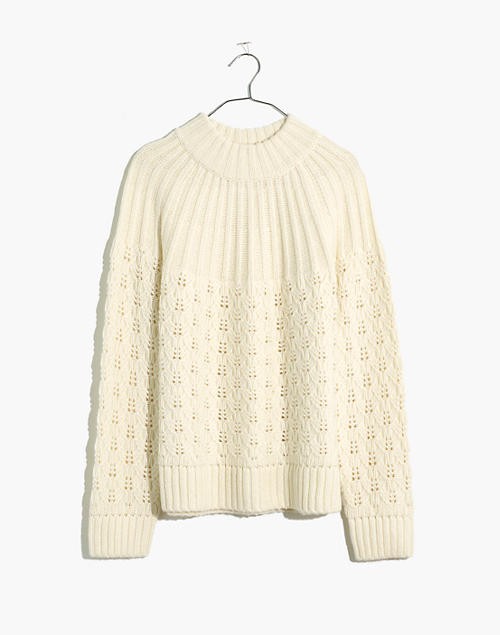 Pointelle Stitch-Mix Mockneck Sweater | Madewell