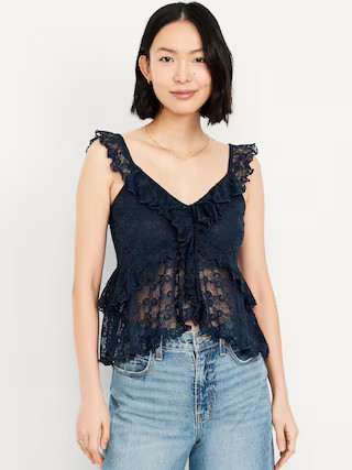 Sleeveless Lace Ruffle Top | Old Navy (US)