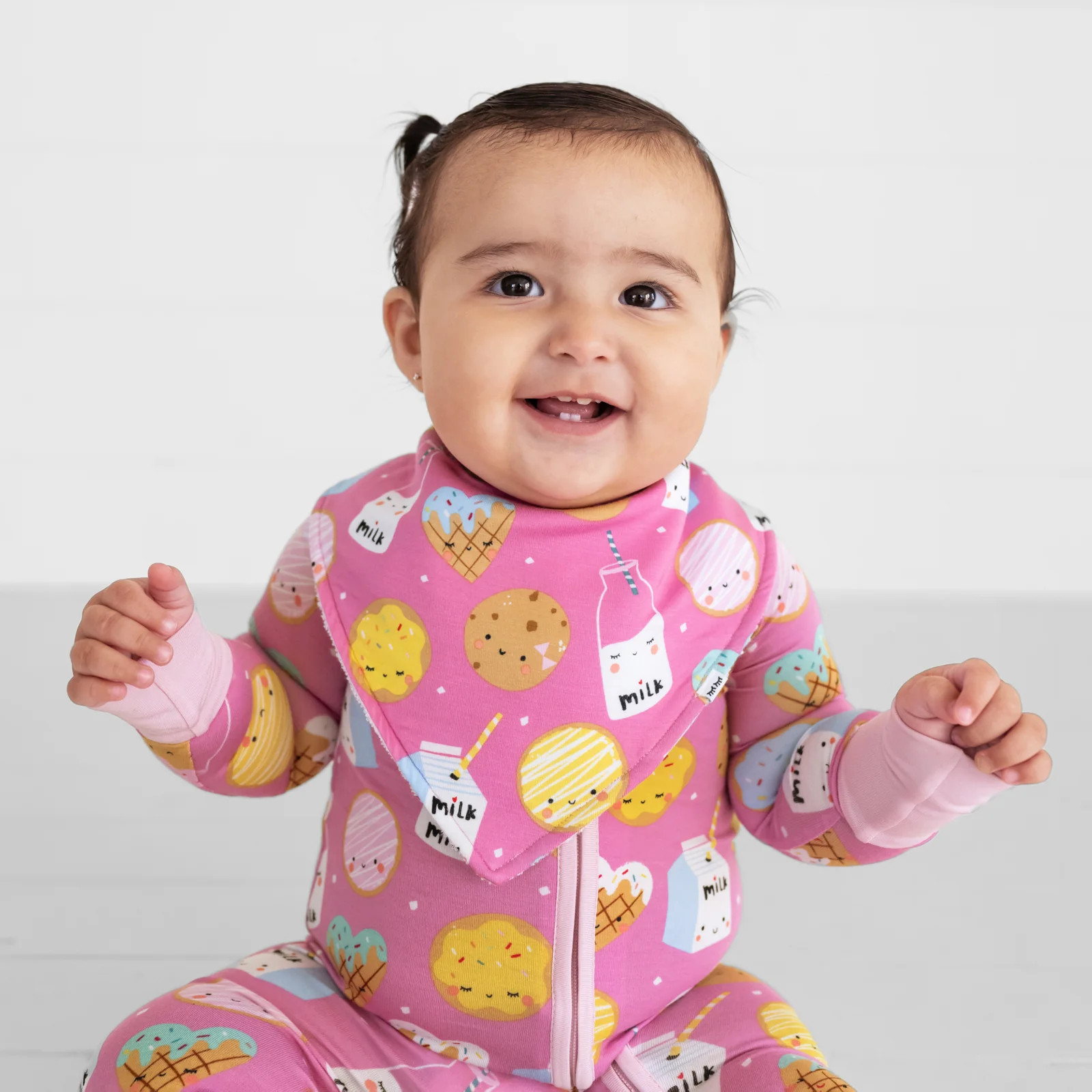 Pink Cookies & Milk Bandana Bib | Little Sleepies