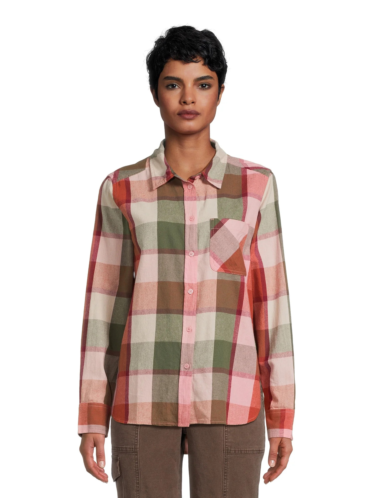 Time and Tru Women's Button Down Flannel Shirt, Sizes XS-3XL - Walmart.com | Walmart (US)