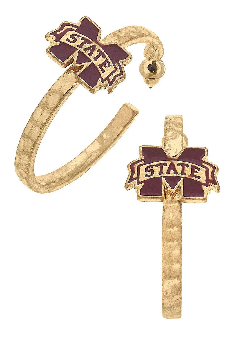 Mississippi State Bulldogs Enamel Logo Hoop Earrings | CANVAS