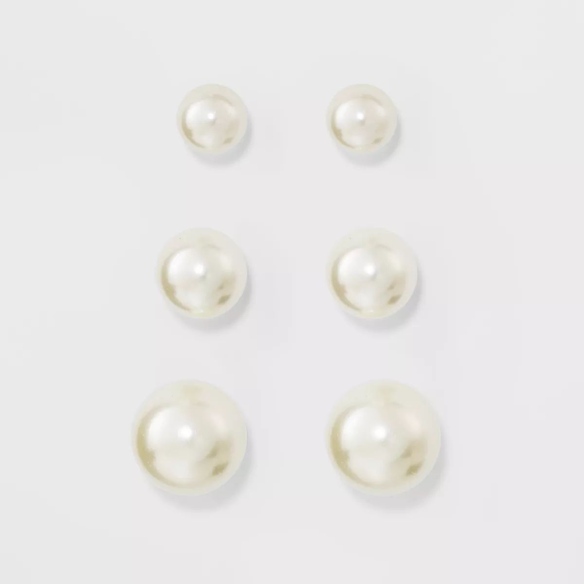 Faux Pearl Stud Earring Set 3ct - A New Day™ Silver | Target