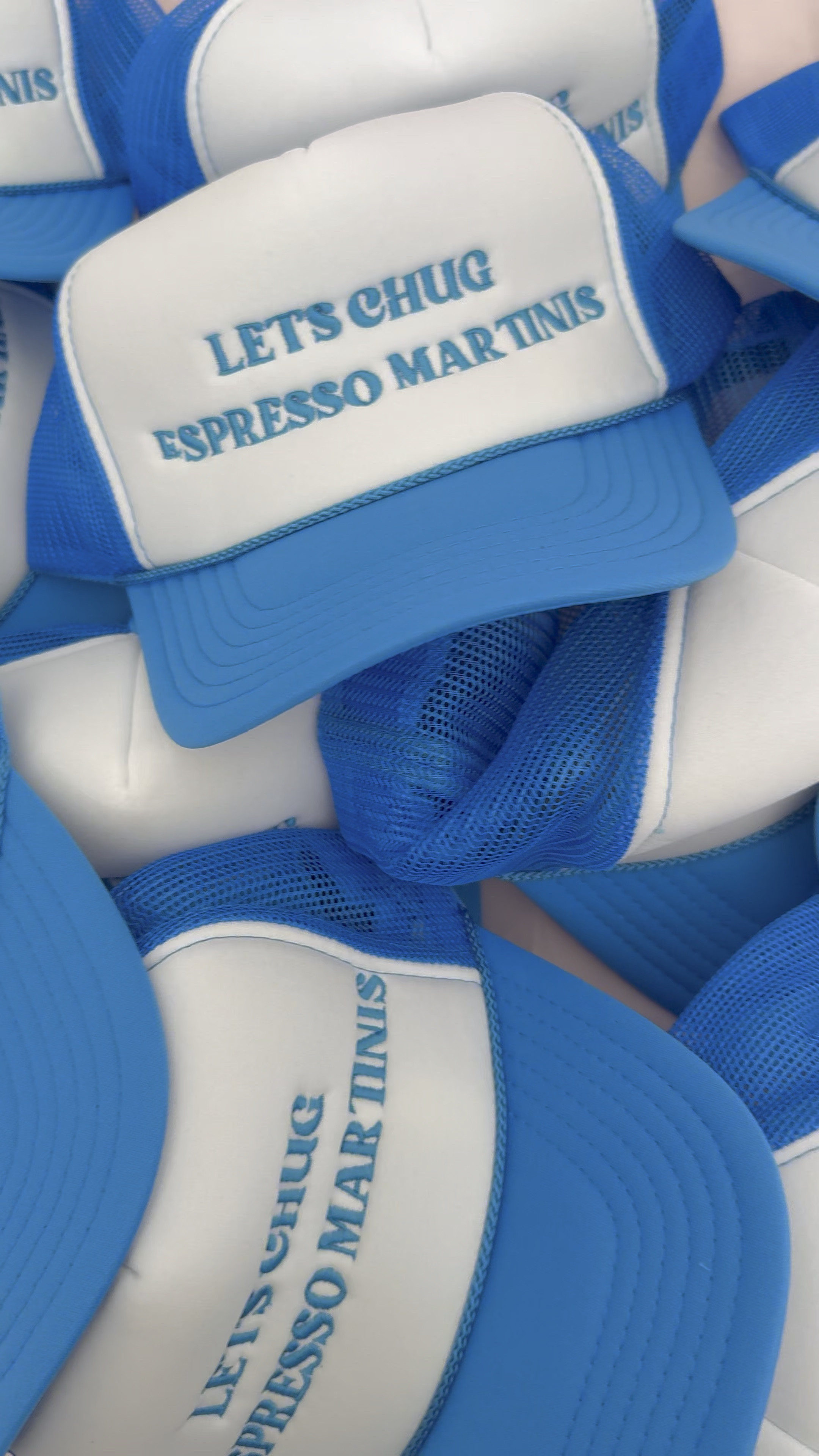 Our martini trucker hats now available in blue! 

#LTKMostLoved #LTKGiftGuide #LTKWedding