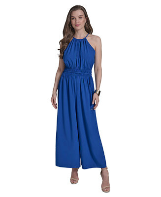 Women's Tie-Back Halter Wide-Leg Jumpsuit | Macy's