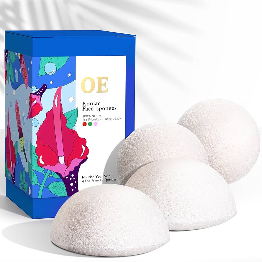Konjac Face Sponge (4 Pack) | 100% Natural & Dye Free | Non-Toxic | Biodegradable | Eco-Friendly ... | Amazon (US)
