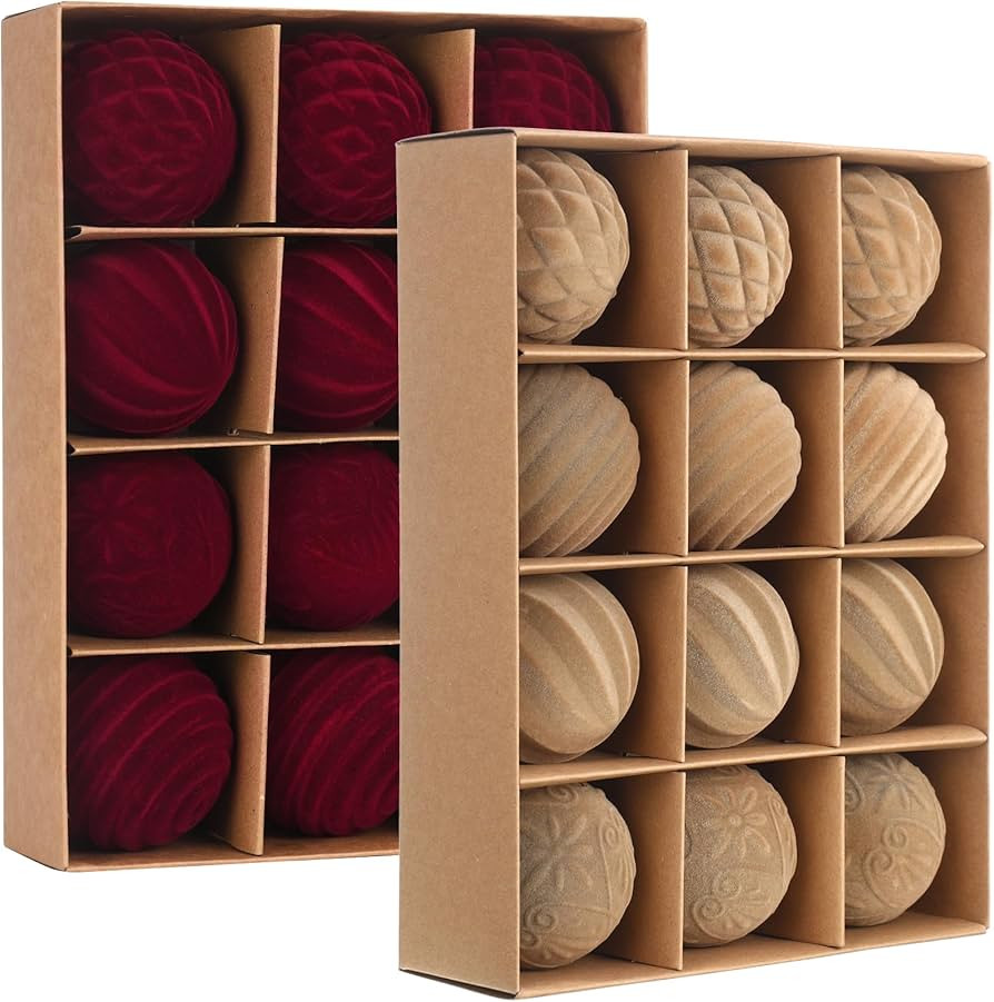 Vinsot 24 Pcs Velvet Christmas Ornaments Balls 2.36 Inch Flocked Christmas Tree Ball Hanging Orna... | Amazon (US)