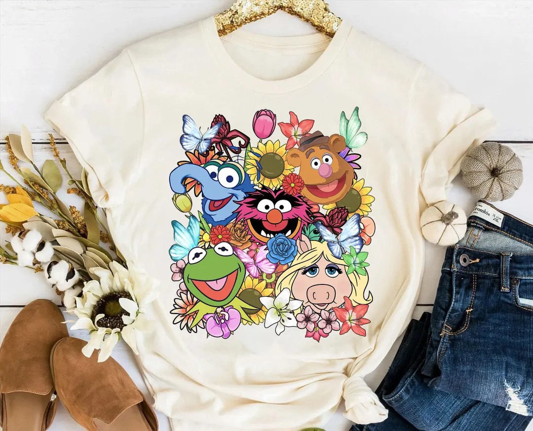 Disney The Muppets Character Portraits Shirt, Floral Muppets Kermit Fozzie Gonzo Miss Piggy Anima... | Etsy (US)