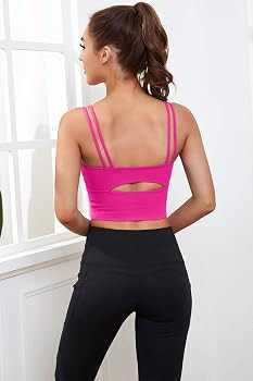 Everrysea Womens Longline Sports Bra Padded Yoga Workout Crop Tank Tops Strappy Camisole Fitness ... | Amazon (US)