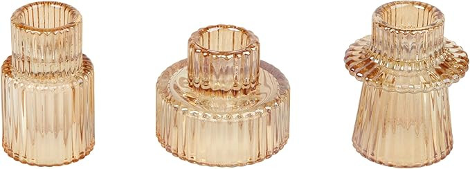 Vixdonos Taper Glass Candlestick Holders Tealight Candle Holders for Table Centerpieces, Wedding ... | Amazon (US)