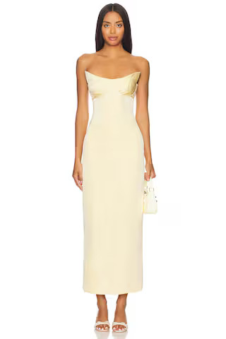 nastyamasha Maxi Satin Dress in Butter Yellow from Revolve.com | Revolve Clothing (Global)