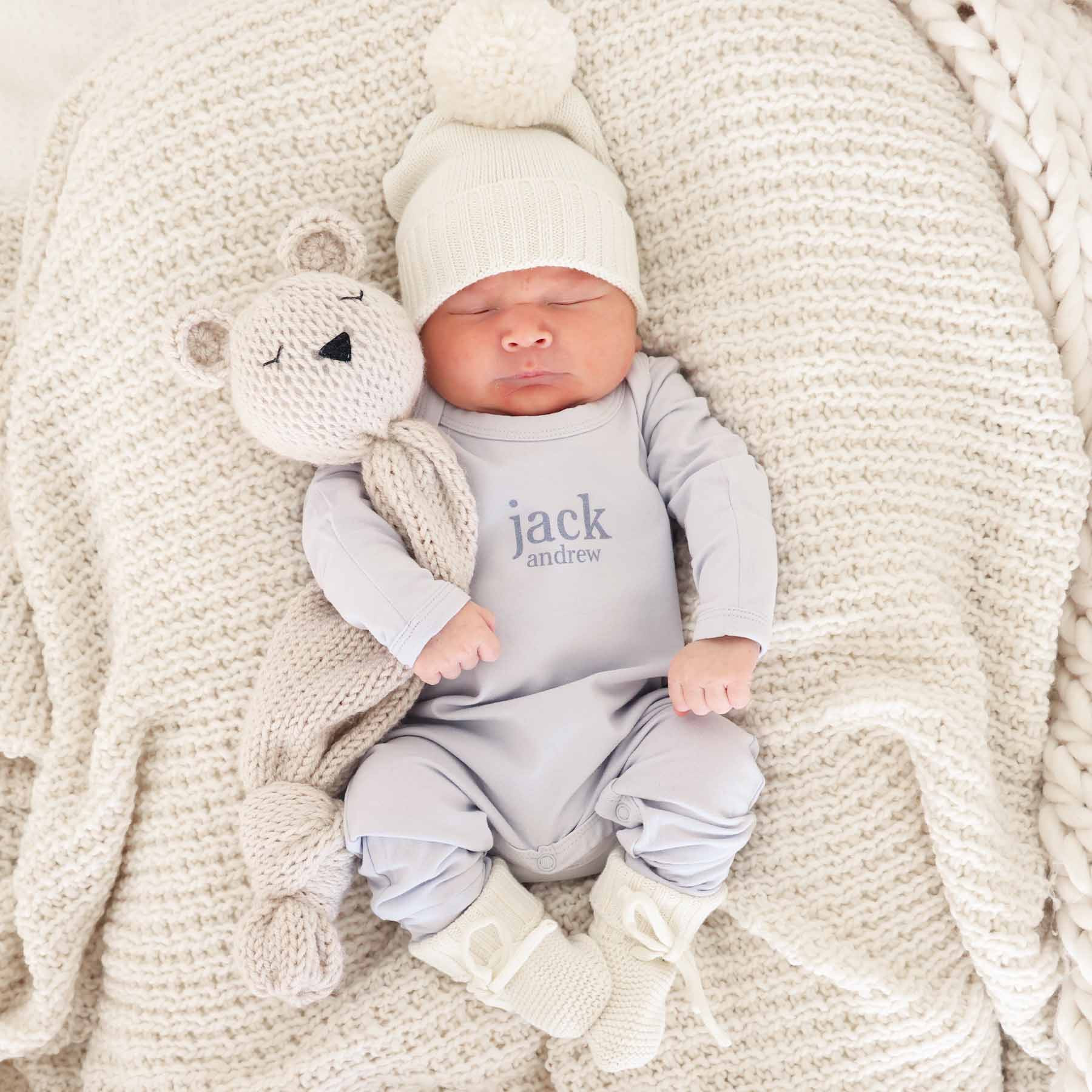 Personalized Full Length Snap Romper | Light Blue | Caden Lane