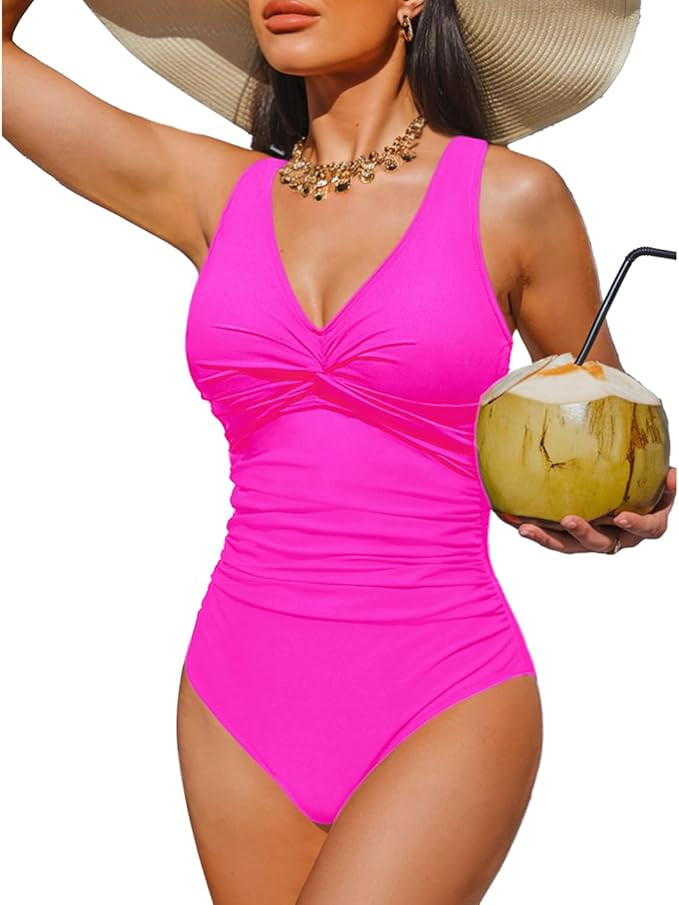 Holipick Women Tummy Control One Piece Swimsuit - Push Up Bathing Suit Full Coverage Slimming Swi... | Amazon (US)