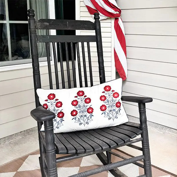 Americana Floral Embroidered Accent Pillow | Antique Farm House