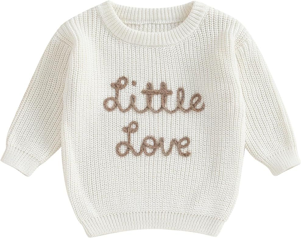 Baby Girl Knit Sweater Valentine 's Day Love Letter Embroidery Oversized Sweatshirt Pullover Todd... | Amazon (US)