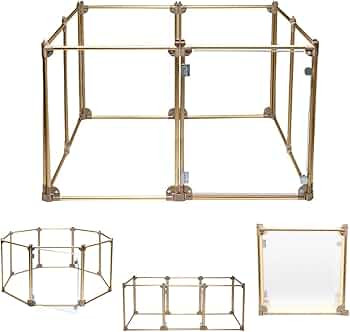 Front Row Foldable Dog Playpen – Durable and Portable Puppy Playpen for Exercise, Rest & Play – Clear Fence Panels with Aluminum Rods and Crate for Dogs and Other Small Pets (Gold, 8-Panel) | Amazon (US)