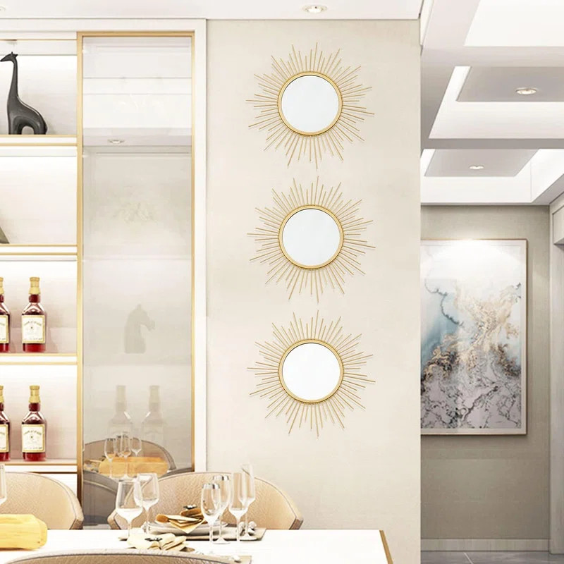 12" H x 12" W Sunburst Accent Mirror (Set of 3) | Wayfair North America