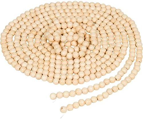 One Holiday Way 18-Foot Extra Long Rustic Natural Beige Wood Bead Garland Christmas Tree Decorati... | Amazon (US)