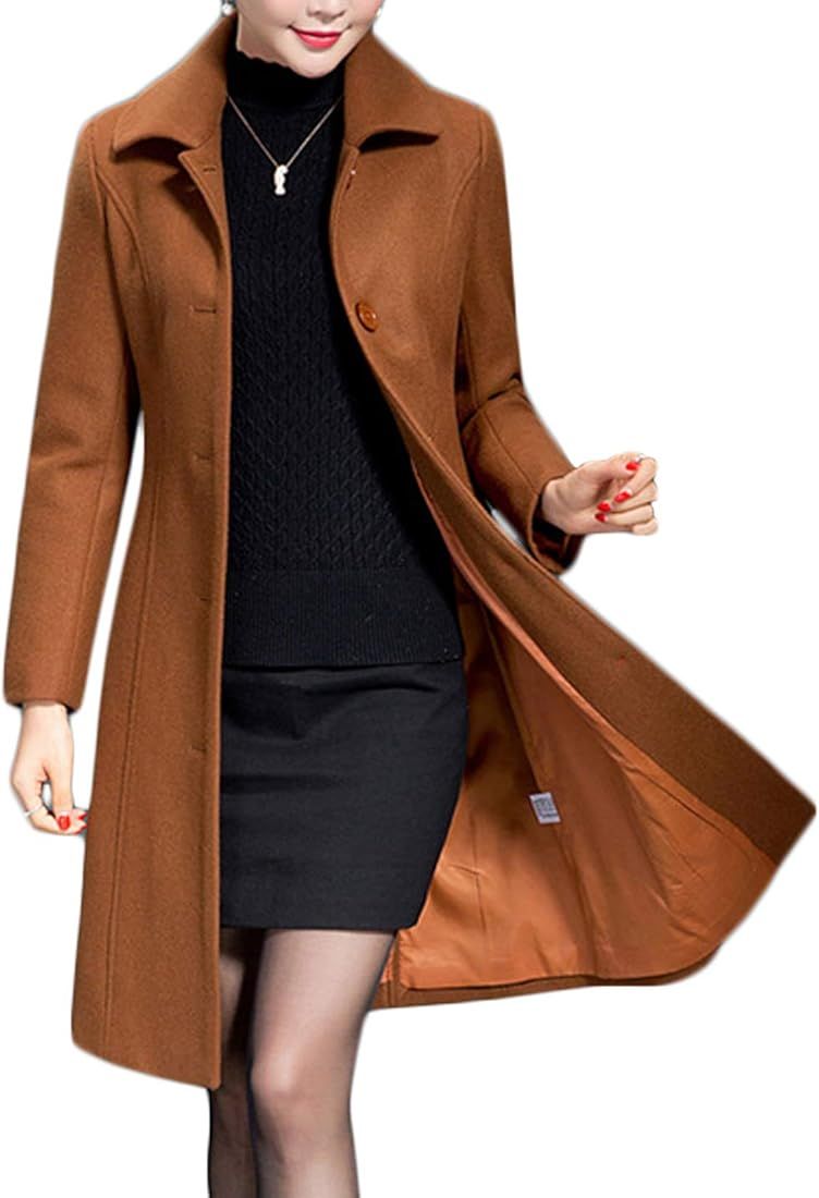 Jenkoon Women's Wool Trench Coat Winter Long Thick Overcoat Walker Coats | Amazon (US)