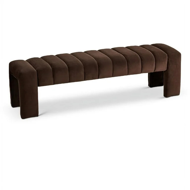 Meridian Furniture Andaz 17.5" Velvet & Solid Wood Bench in Brown | Walmart (US)