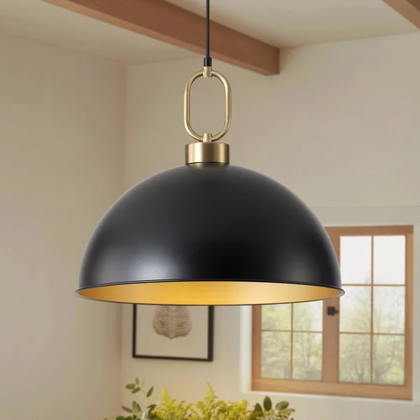 Worthing 1 - Light Matte Black Dome Pendant | Wayfair North America