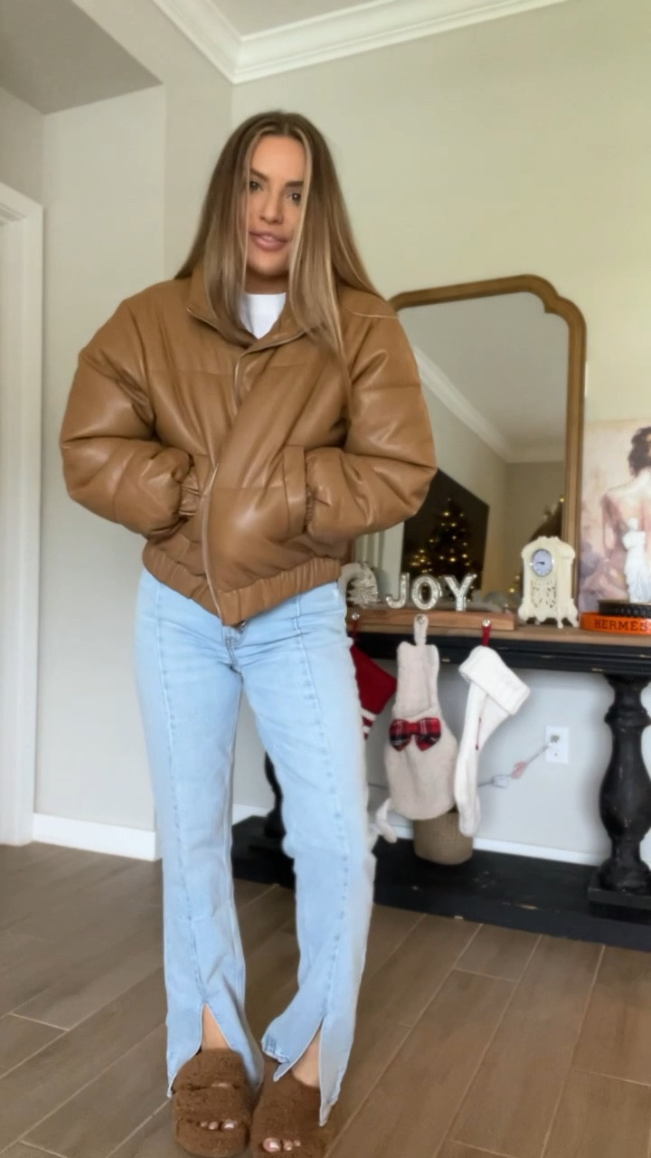 Obsessed with this puffer jacket! So cute and cozy! 

Almost everything is 20% off today! 

Wearing size s in jacket and top, 26s in jeans, 7 in shoes tts

#LTKxAF #LTKstyletip #LTKsalealert
