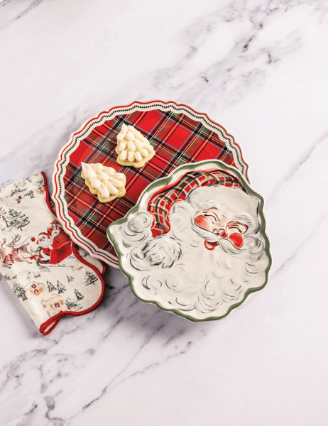 Santa Tartan Nested Platter Set | Mud Pie