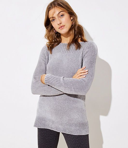 LOFT Chenille Boatneck Tunic Sweater | LOFT