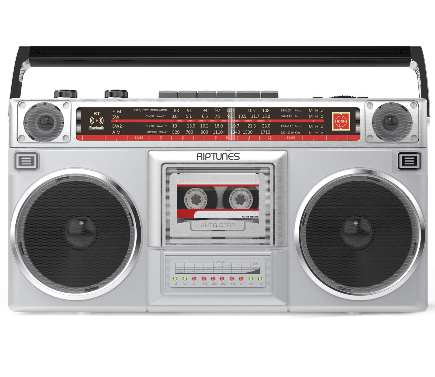 Riptunes Boombox Radio Cassette Player Recorder, AM/FM -SW1/SW2 Radio, Wireless Streaming, USB/Mi... | Amazon (US)