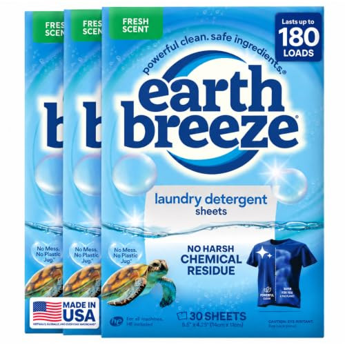 Earth Breeze Laundry Detergent Sheets Fresh Scent 180 Loads | Amazon (US)