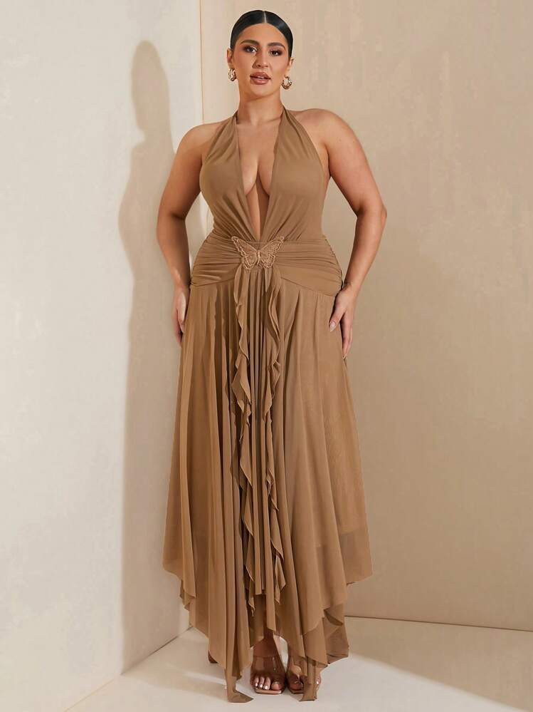 Tan Butterfly Dress | SHEIN